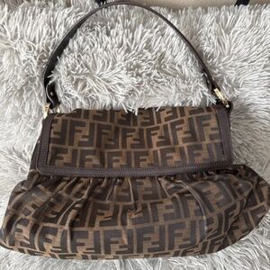 ✨ Fendi Zucca Monogram Shoulder Bag – Brown ✨